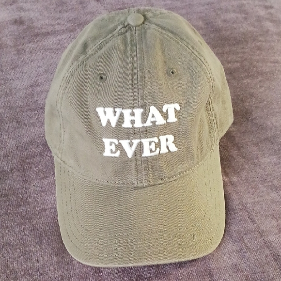 Accessories - Olive 'WHAT EVER' Embroidered Baseball Cap